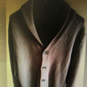 Men's Brown Shawl Collar Sweater